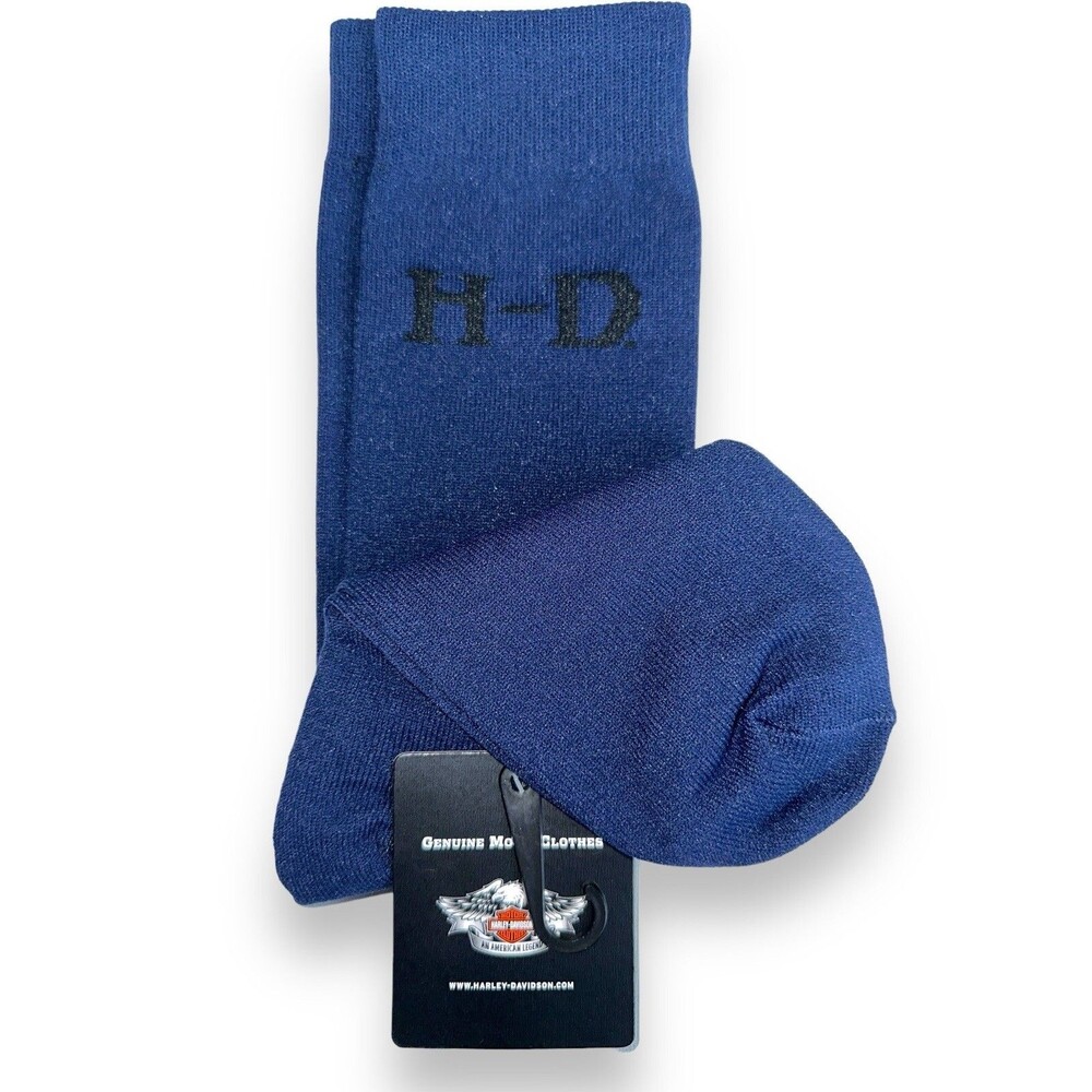 Harley-Davidson Mens Dress Trouser Socks Navy Microfiber Logo 99402-16VM